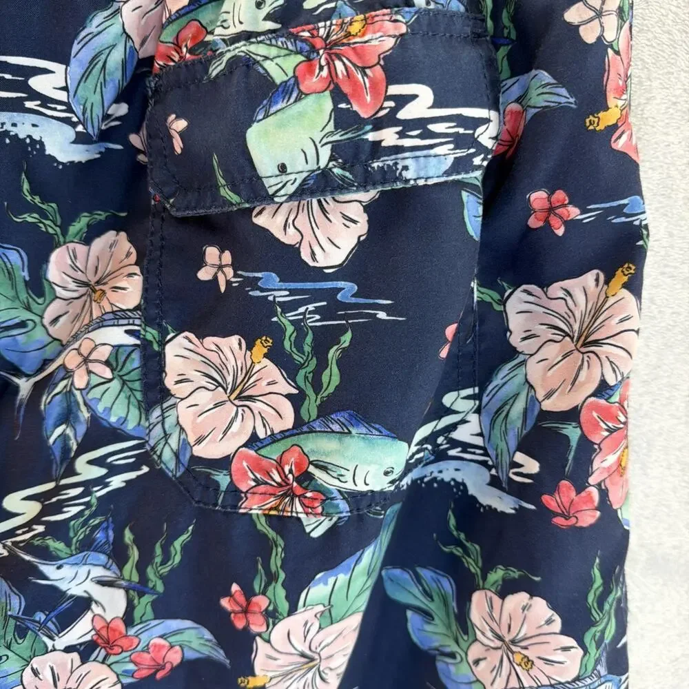 Ron Jon Surf Shop Mens Size XXL 2XL Blue Tropic Floral Lined Swim Trunks Shorts